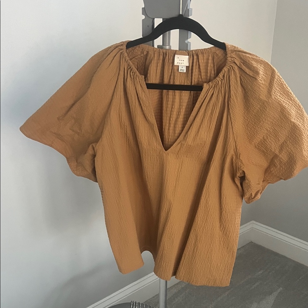 a new day Women's Brown V-Neck Blouse